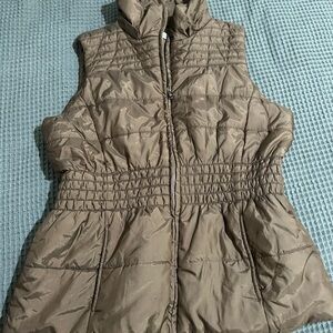 New York & Company Taupe Quilted Vest